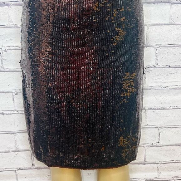 Anthropologie Womens Brown Maeve Kara Sequined Pullover Shift Mini Dress XS - Picture 6 of 8